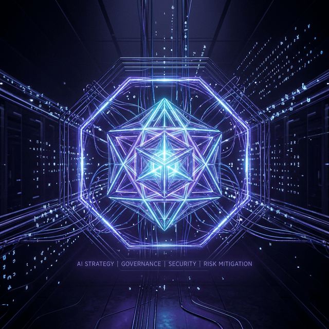 Data crystal glowing geometric shield AI Strategy Security